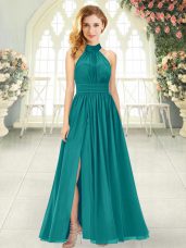 Hot Selling Chiffon Sleeveless Ankle Length Evening Dress and Ruching