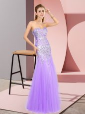Best Lavender Evening Party Dresses Prom and Party with Beading Sweetheart Sleeveless Zipper
