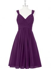 Low Price Purple Sleeveless Ruching Mini Length