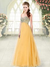 Orange Evening Wear Prom and Party with Beading Sweetheart Sleeveless Lace Up