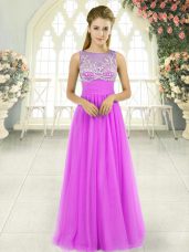 Elegant Sleeveless Side Zipper Floor Length Beading Dress for Prom