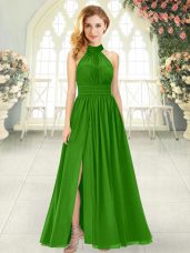 Green Sleeveless Chiffon Zipper Evening Dresses for Prom and Party