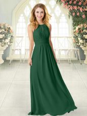 Classical Green Scoop Zipper Ruching Evening Dress Sleeveless