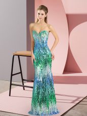 Dynamic Sleeveless Floor Length Prom Evening Gown and Beading and Sequins