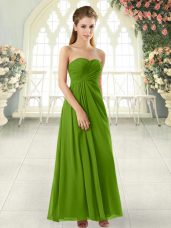 Sleeveless Chiffon Ankle Length Zipper Evening Dress in with Ruching