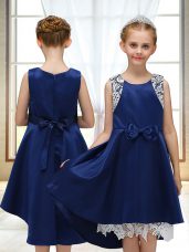 Custom Design High Low A-line Sleeveless Navy Blue Toddler Flower Girl Dress Zipper