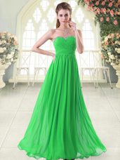 Best Selling Sleeveless Chiffon Floor Length Zipper Prom Dress in Green with Beading