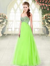 New Arrival Lace Up Prom Evening Gown Beading Sleeveless Floor Length
