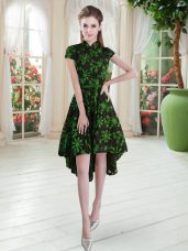 High Quality High Low A-line Short Sleeves Multi-color Prom Evening Gown Zipper