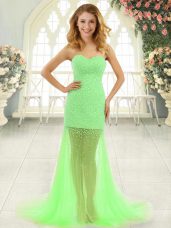 Prom and Party with Beading Sweetheart Sleeveless Brush Train Zipper