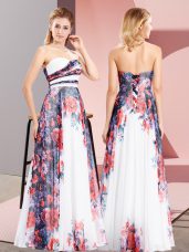 Sleeveless Lace Up Floor Length Pattern Evening Dress