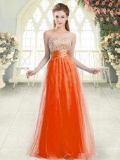 Glittering Orange Red Dress for Prom Prom and Party with Beading Sweetheart Sleeveless Lace Up