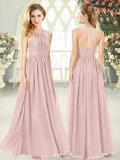 Graceful Chiffon Sleeveless Floor Length Prom Dress and Ruching