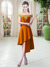 Stunning Orange Sleeveless Satin Zipper Evening Dress for Prom and Party