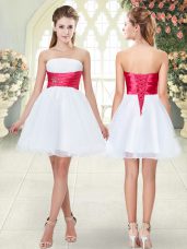 Artistic Organza Sleeveless Mini Length Prom Gown and Beading