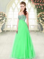 Attractive Tulle Sweetheart Sleeveless Lace Up Beading Prom Dresses in Green