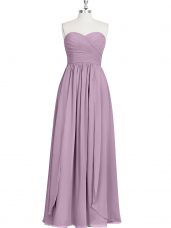Sleeveless Floor Length Ruching Zipper Evening Dress with Purple
