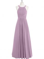 Edgy Purple Sleeveless Ruching Floor Length Prom Evening Gown
