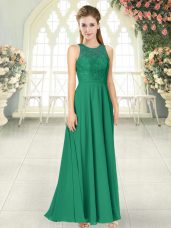 Green Sleeveless Lace Floor Length Dress for Prom