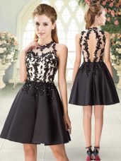 Black Dress for Prom Prom and Party with Beading and Appliques High-neck Sleeveless Backless