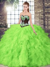 Fantastic Lace Up Sweetheart Beading and Embroidery Ball Gown Prom Dress Tulle Sleeveless