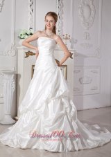 Brand New Wedding Dress A-line Strapless Ruch Court Train Taffeta - Top Selling