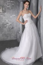 Elegant A-Line/Princess Sweetheart Court Train Organza Wedding Dress - Top Selling