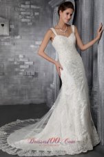 Sexy Mermaid/Trumpet Straps Court Train Lace Appliques Wedding Dress - Top Selling