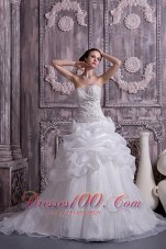 Custom Made A-line / Princess Wedding Dress Stapless Organza Beading and Pick-ups Chapel Train - Top Selling