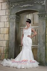 Custom Made Mermaid One Shoulder Court Train Organza Ruffles Wedding Dress - Top Selling