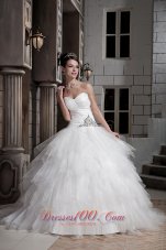 Beautiful Ball Gown Sweetheart Court Train Tulle and Taffeta Beading Wedding Dress - Top Selling