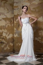 Pretty Column Sweetheart Court Train Chiffon Beading Wedding Dress - Top Selling