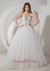Simple A-line Sweetheart Wedding Dress Taffeta and Organza Beading
