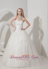 Customize A-line Wedding Dress Sweetheart Tulle Appliques Brush Train