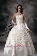 Classical Wedding Dress Ball Gown Strapless Satin Appliques Floor-length