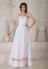 Simple Column Strapless Floor-length Chiffon Beading and Ruch Wedding Dress