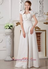 Affordable Empire Strapless Wedding Dress Special Fabric Belt Floor-length
