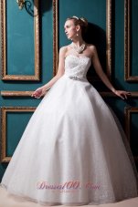 Elegant Ball Gown Sweetheart Floor-length Beading Satin and Tulle Beading Wedding Dress