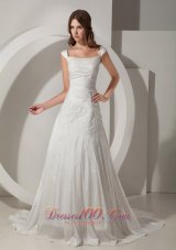 Popular A-Line / Princess Straps Chapel Train Taffeta Beading Wedding Dress