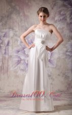 Custom Made Column Strapless Wedding Dress Taffeta Beading Floor-length