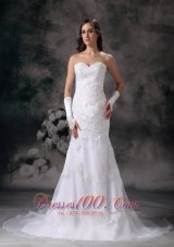 Brand New Mermaid Sweetheart Wedding Dress Organza Embroidery With Beading Chapel Train Dress