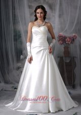 Customize A-line Sweetheart Wedding Dress Satin Beading Court Train