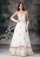 Affordable Wedding Dress A-line Sweetheart Lace Beading Court Train