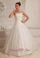 Strapless Appliques Ball Gown Special Tulle and Taffeta Wedding Dress