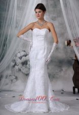 Marshalltown Iowa Lace Decorate Bodice Mermaid Court Train Sweetheart Neckline Wedding Dress For Exclusive Style