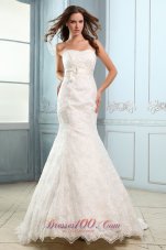 Luxurious Mermaid Strapless Belt Wedding Dress Court Train Lace
