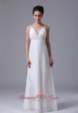 Beaded Decorate Waist Chiffon Straps Empire Floor-length Prom Dress For 2013