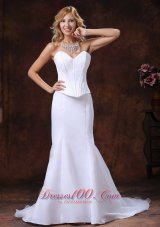 Simple Mermaid Sweetheart Court Train Wedding Dress For Custom Made