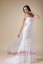 Elegant Watteau Train Chiffon Beach Wedding Dress