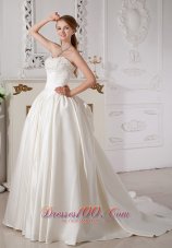 Exquisite A-line Sweetheart Wedding Dress Court Train Taffeta Beading